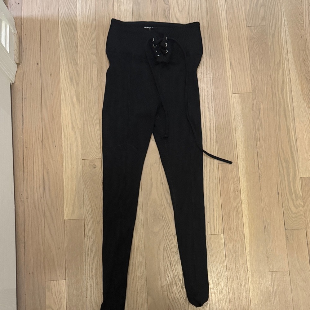 Year of Ours Black Lace-Up Leggings